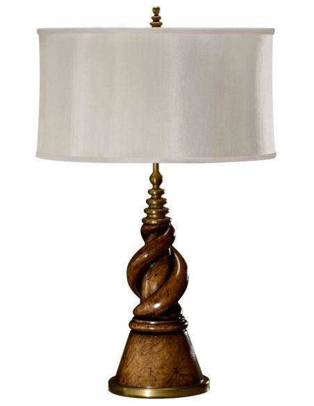 Twisted walnut table lamp.
