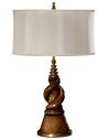 Twisted walnut table lamp.