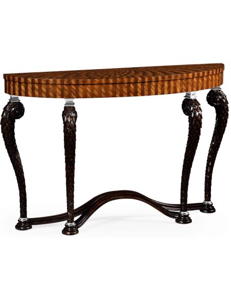 Semi circular console with feather inlay