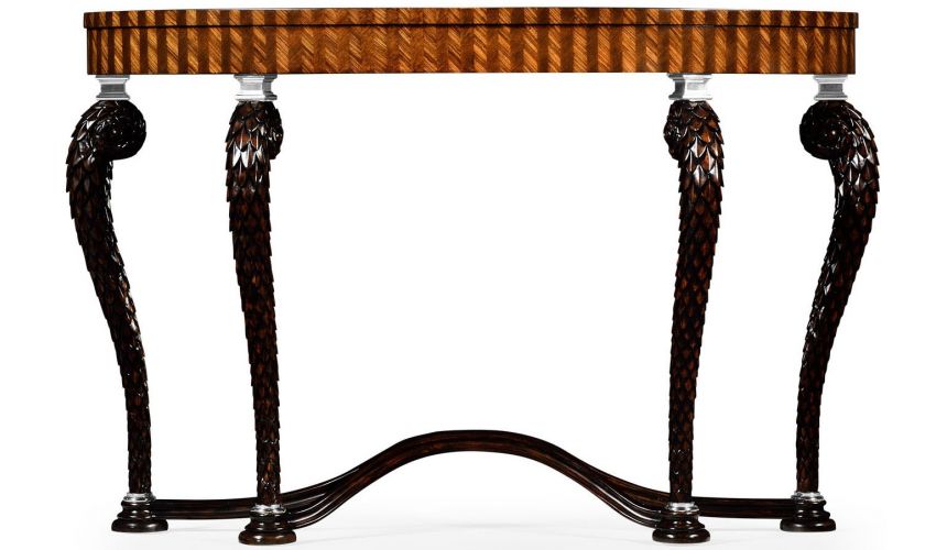 Console & Sofa Tables Semi circular console with feather inlay