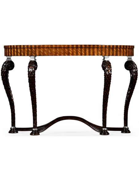 Console & Sofa Tables Semi circular console with feather inlay