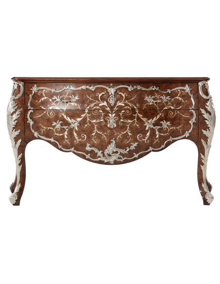 Chestnut burl bombé Commode with beautiful marquetry