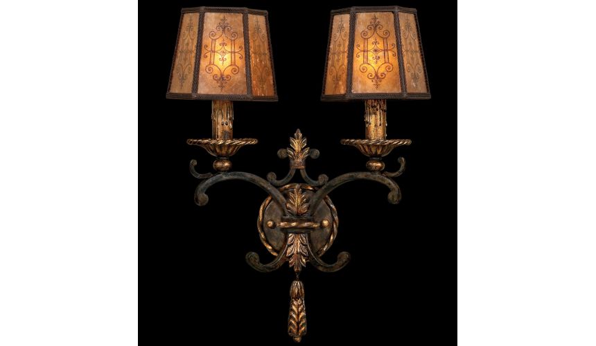 Lighting Wall sconce in charred iron finish features brule highlights