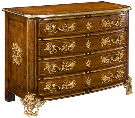 Empire Style Furniture 51-239 Brass Moulding top Walnut finish Chest