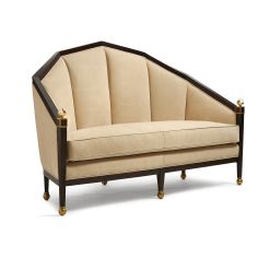 Elissa Settee is a classic semi-circular loveseat