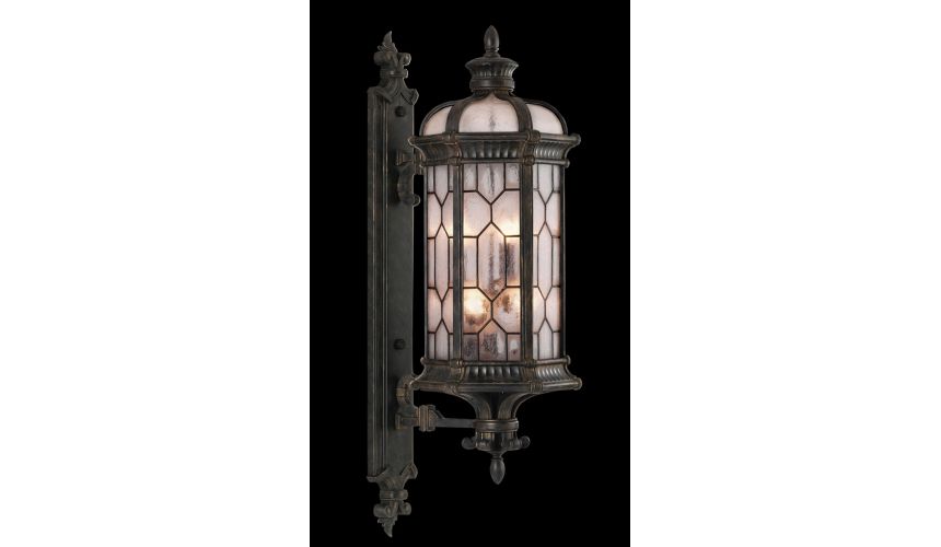 Lighting Large wall mount of antiqued bronze finish with subtle gold accents