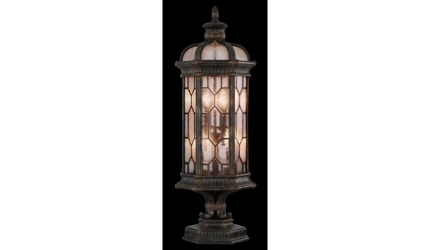 Lighting Medium pier mount in antiqued bronze finish with subtle gold accents