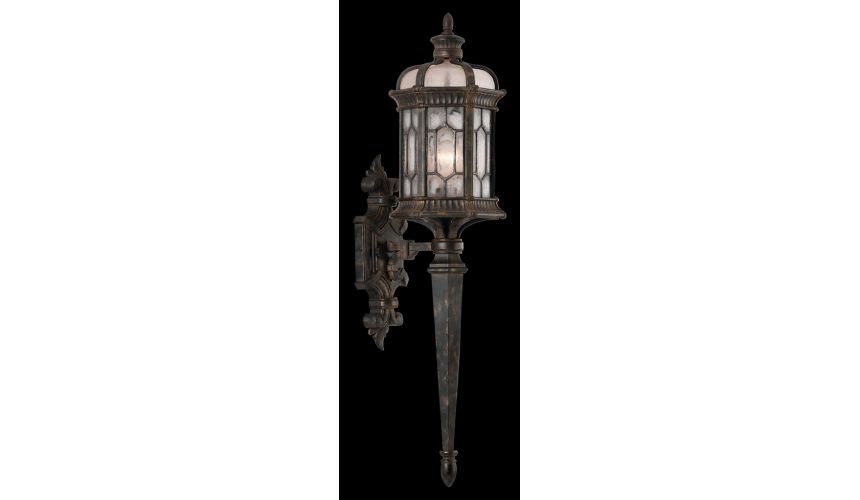Lighting Small wall sconce of antiqued bronze finish with subtle gold accents