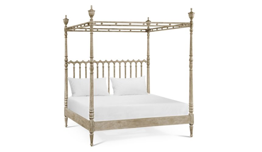 Oak canopy bed