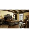 LUXURY BEDROOM FURNITURE 1 High end master bedroom set carvings and tufted leather headboard