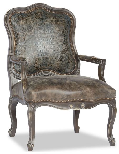 Leather Curved Back Accent Chair