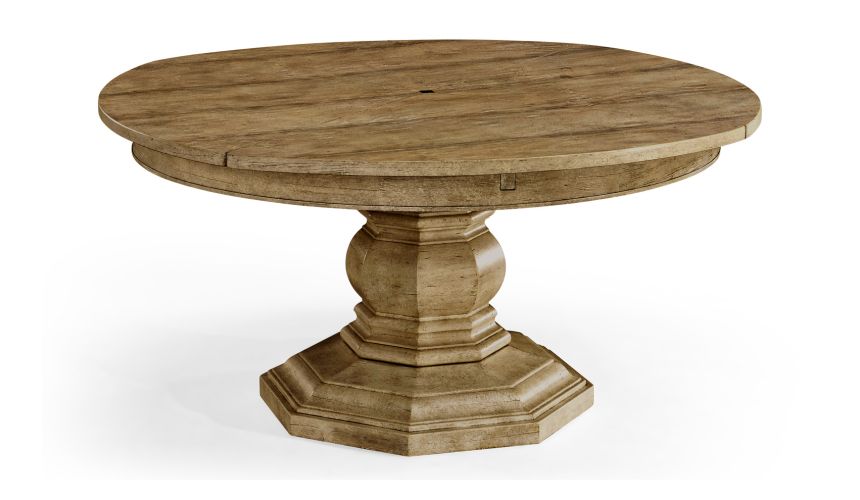 Expandable Round Walnut Dining Table, Formal
