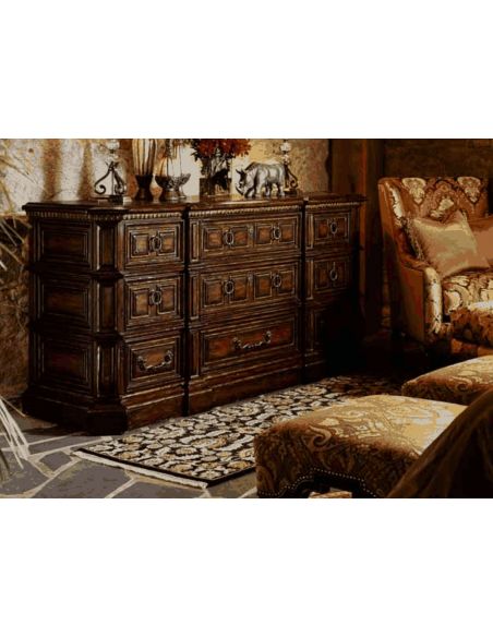 LUXURY BEDROOM FURNITURE 1 High end master bedroom set carvings and tufted leather headboard