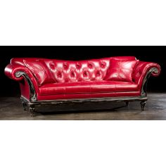 SOFA, COUCH & LOVESEAT 1 Red hot leather sofa, USA made, lost look from the past. 2