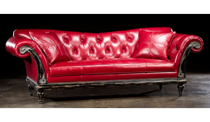 vitamin schweizisk Elemental 1 Red hot leather sofa, USA made, lost look from the past.