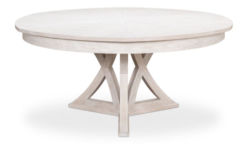 sarreid jupe expanding round to round dining table in working white
