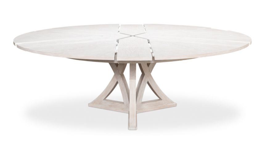 sarreid jupe expanding round to round dining table in working white