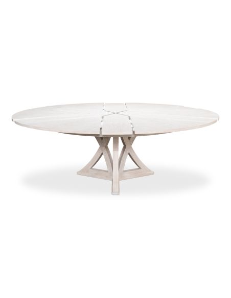 sarreid jupe expanding round to round dining table in working white