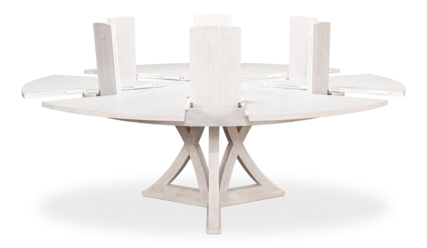 sarreid jupe expanding round to round dining table in working white