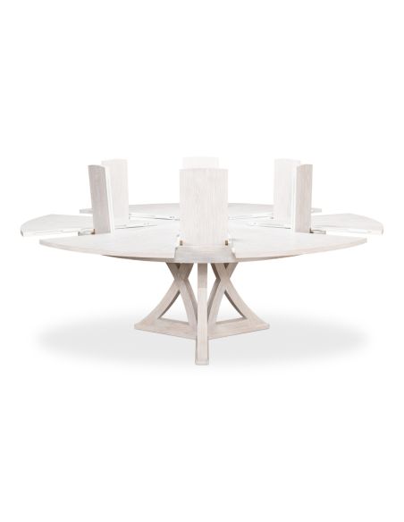 sarreid jupe expanding round to round dining table in working white