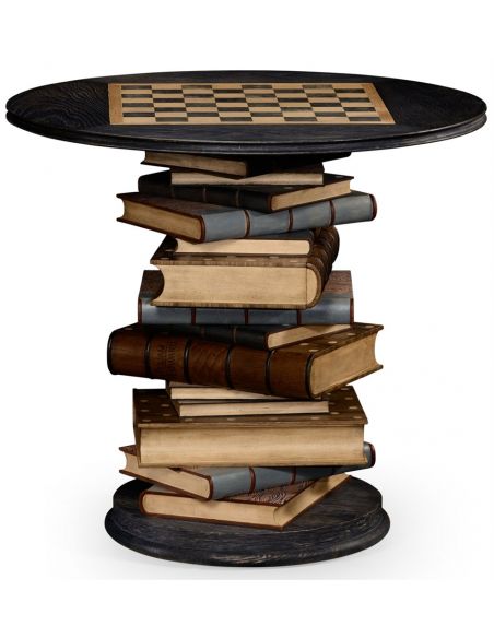 Stack of books library game table.