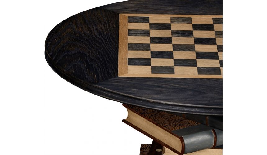 Game Card Tables & Game Chairs Stack of books library game table.