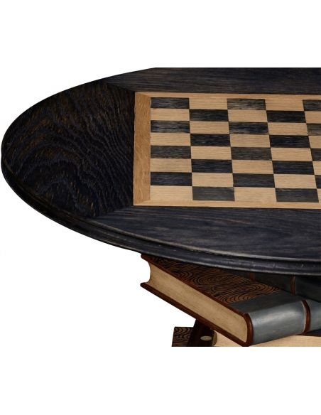 Game Card Tables & Game Chairs Stack of books library game table.