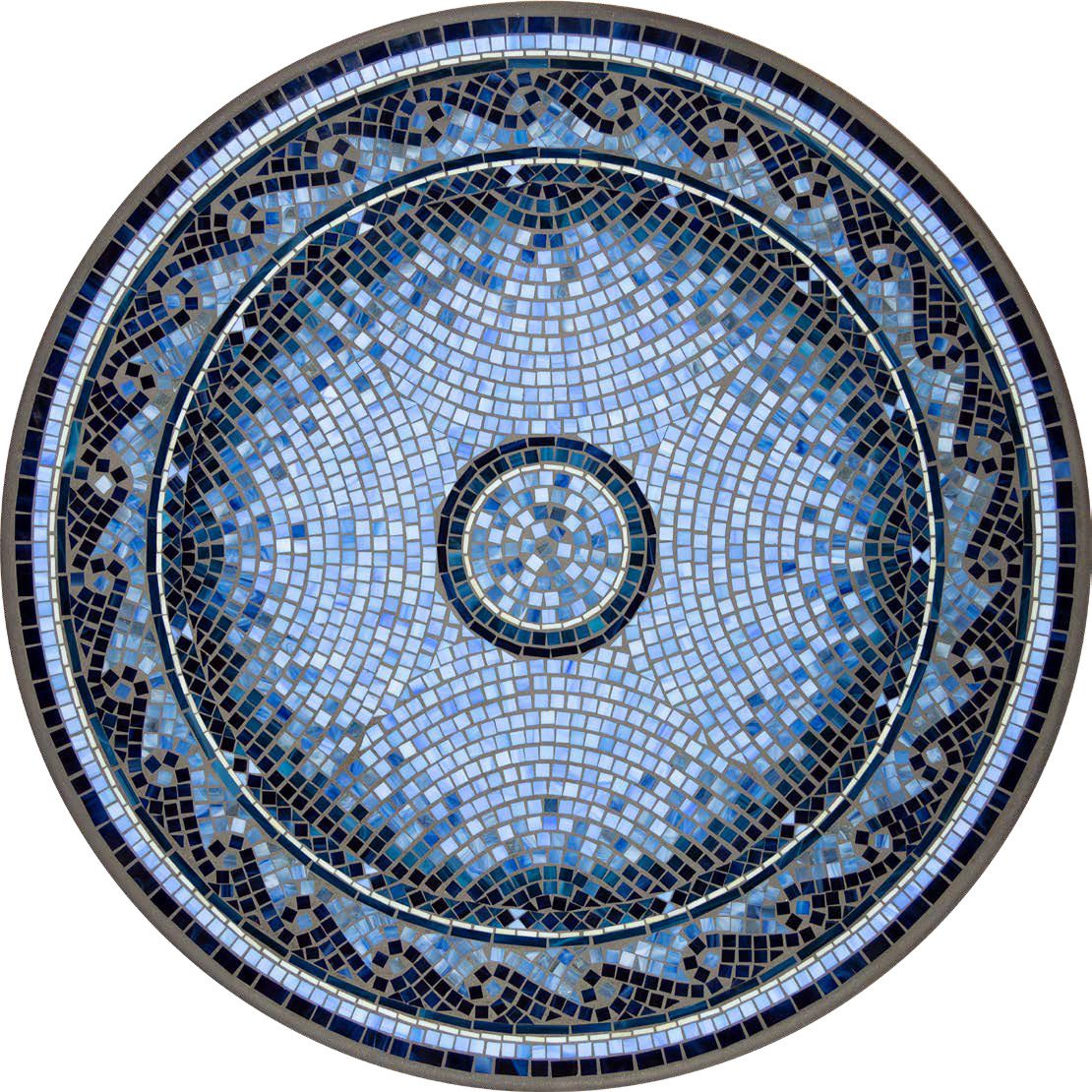 This stunning design features an enchanted blend of undertones and darker tones of blue scattered in various patterns.