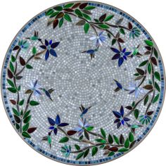 Designed with lovely birds dancing around lush vines, this creation flawlessly emulates nature in all its glory.