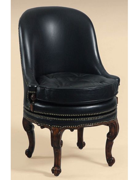 Black Leather swivel chair, fine home furnishings.