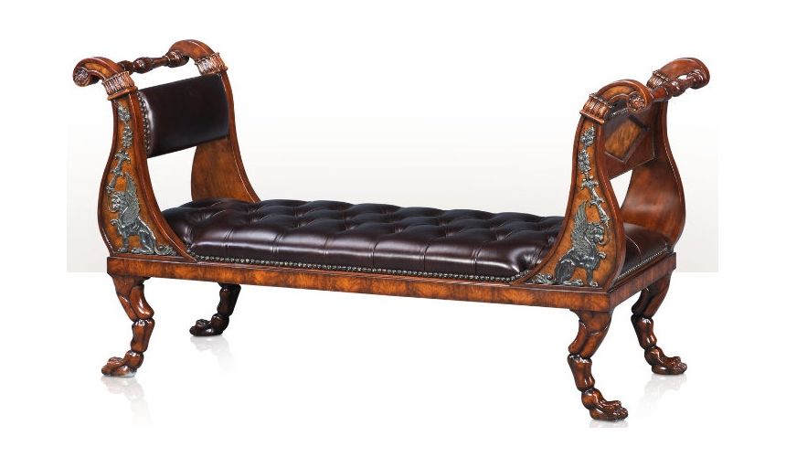 SETTEES, CHAISE, BENCHES A mahogany and pollard burl chaise or window seat