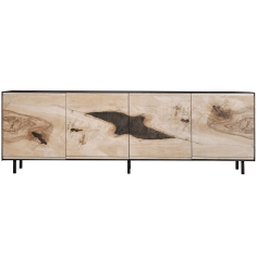The rectangular TV cabinet is made of solid wood and has a sophisticated finish that guarantees perfection and longevity. 2