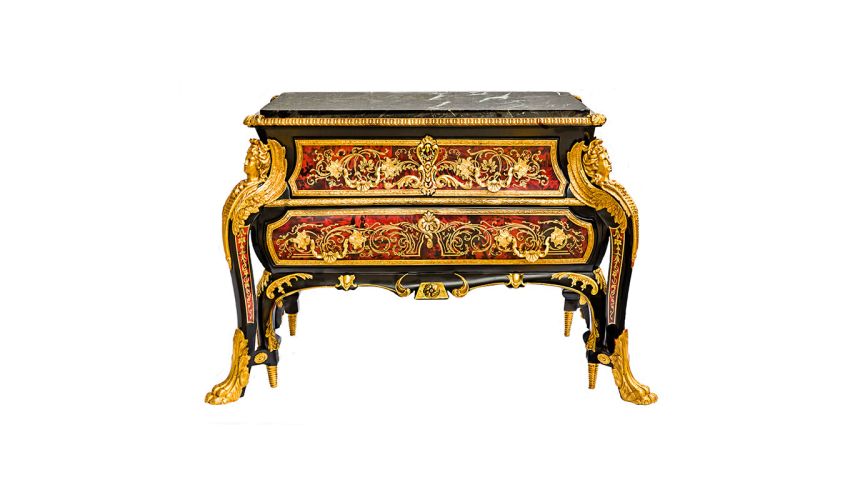 Exquisite Boulle marquetry work. This stunning high end dining table from our King Louis Collection