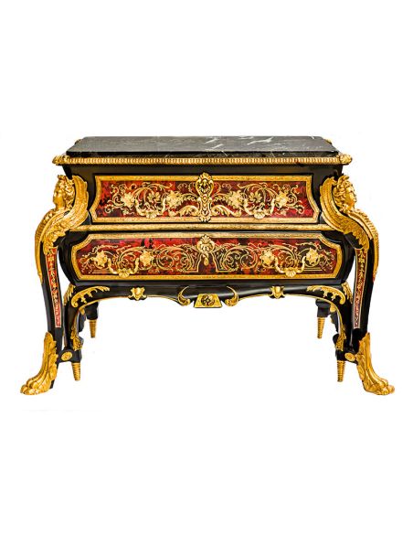 Exquisite Boulle marquetry work. This stunning high end dining table from our King Louis Collection