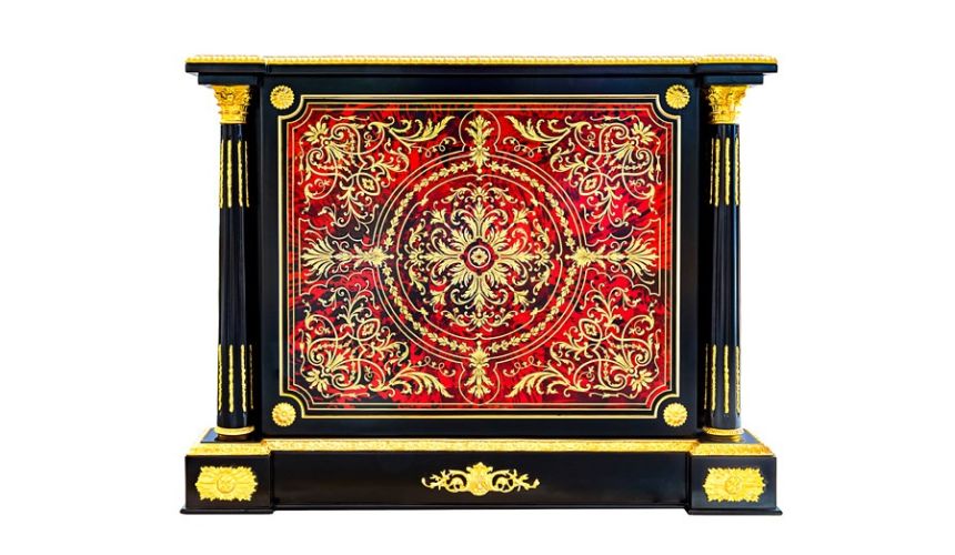 Exquisite Boulle marquetry work. This stunning high end executive desk from our King Louis Collection
