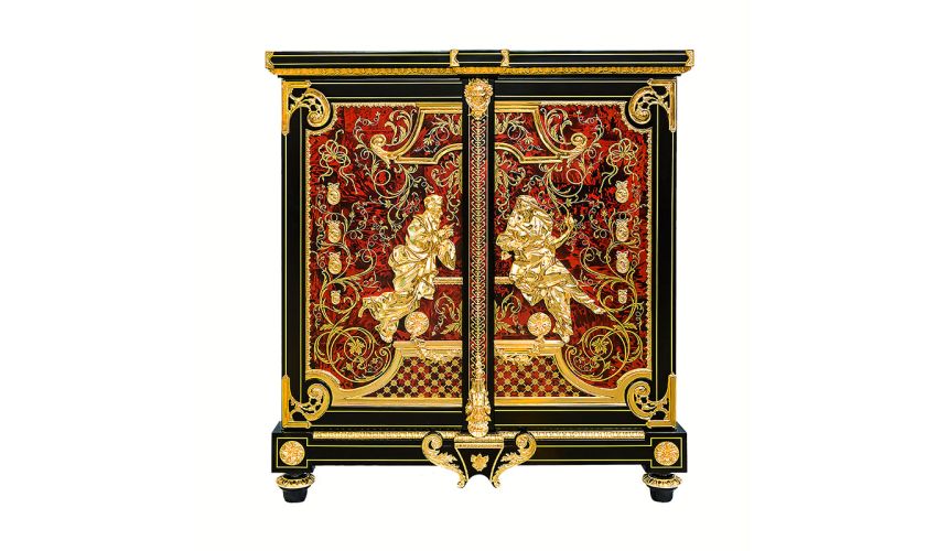 Exquisite Boulle marquetry work. This stunning high-end armoire cabinet from our King Louis Collection
