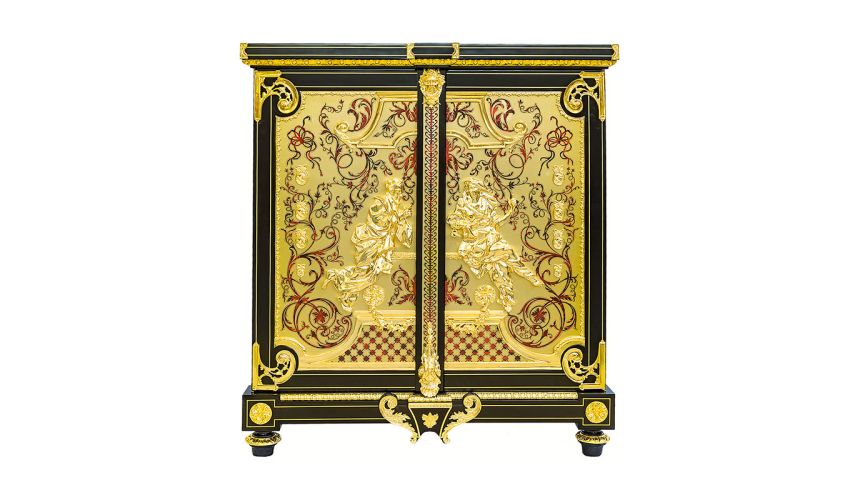 Exquisite Boulle marquetry work. This stunning high-end armoire cabinet II from our King Louis Collection