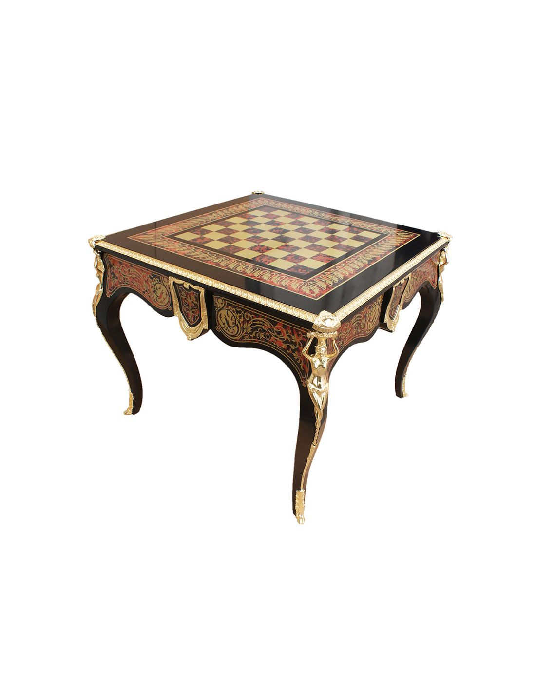 Walnut Parquetry Coffee Table with Reversible Chess Board-06