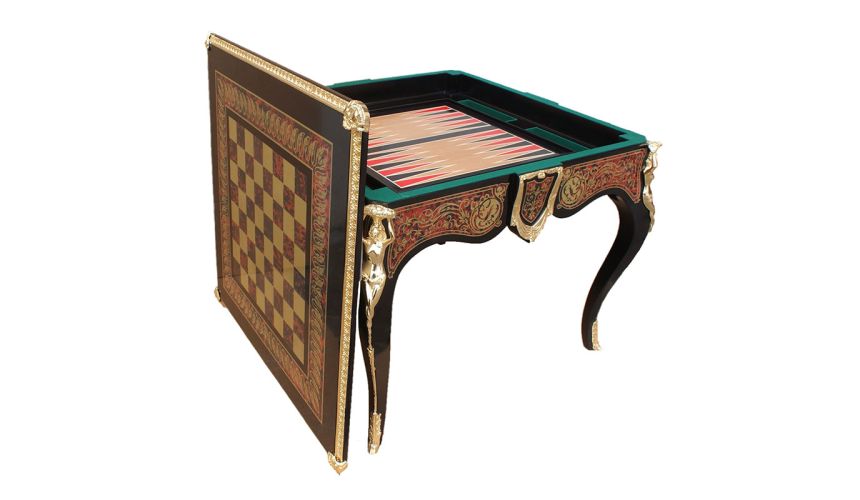 King Louis collection games table featuring boulle marquetry ii
