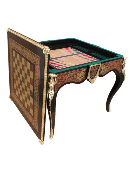 King Louis collection games table featuring boulle marquetry ii