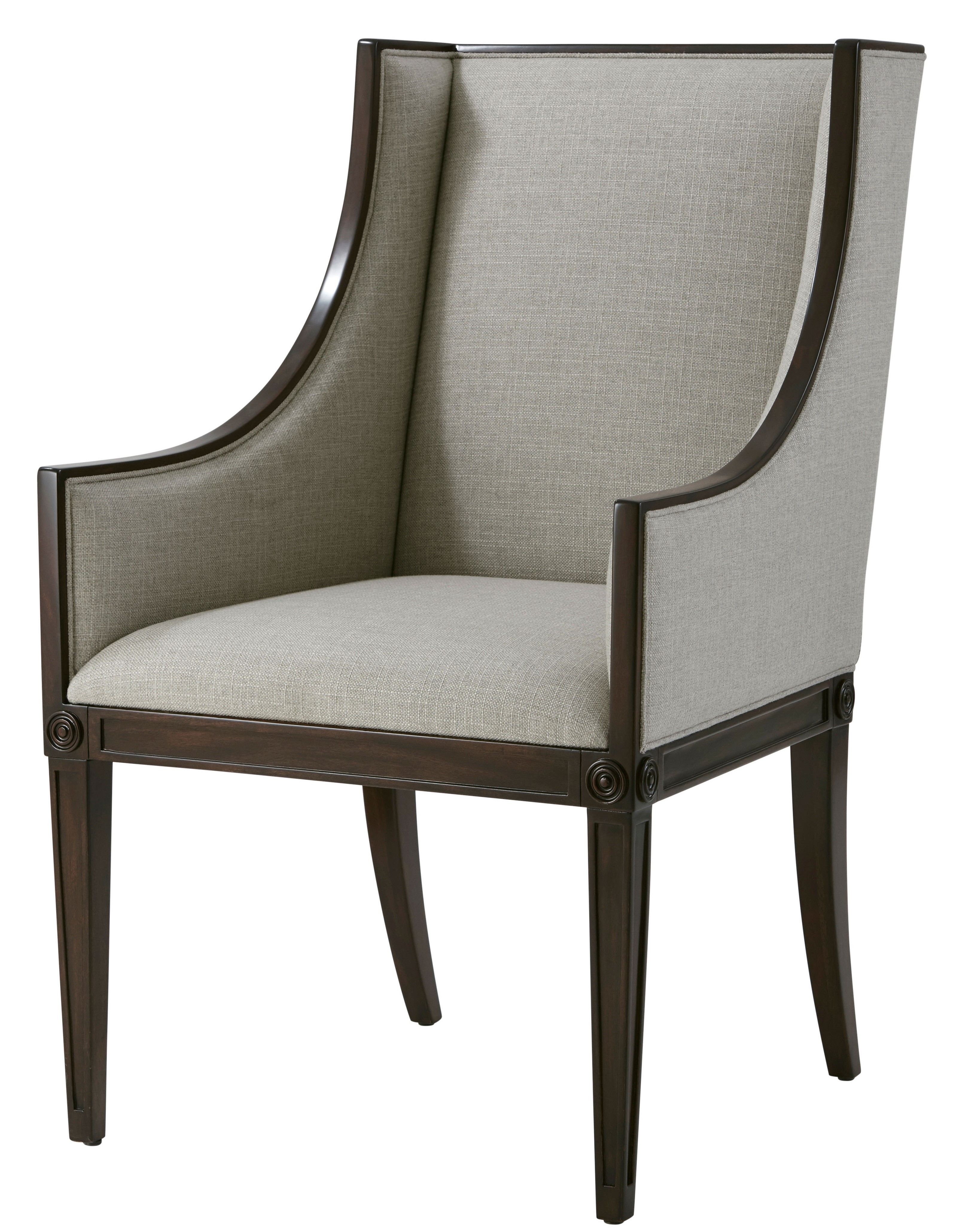 Ebonized mahogany armchair with winged back, drop-in seat, and square tapered legs