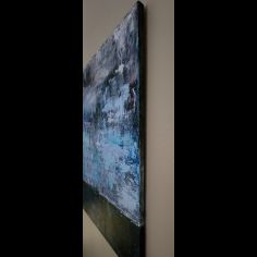 "Pink Raindrops" is a textured acrylic painting with metallic accents. 2