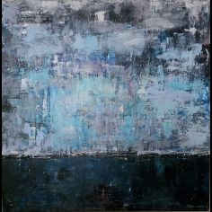 "Pink Raindrops" is a textured acrylic painting with metallic accents.
