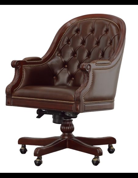 Adjustable Antique Leather Desk Chair-77
