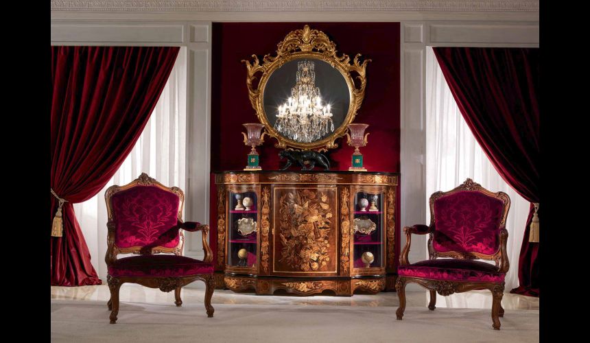 Elegant Instruments of Nature Inlaid Sideboard