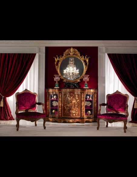 Elegant Instruments of Nature Inlaid Sideboard