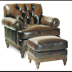 Tufted leather armchair wood frame