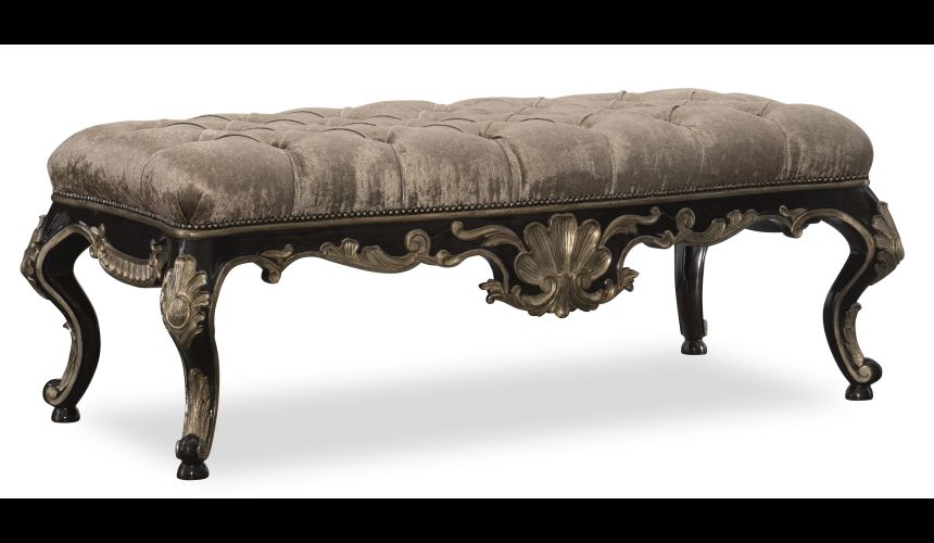 Classic French-style wood-carved bench