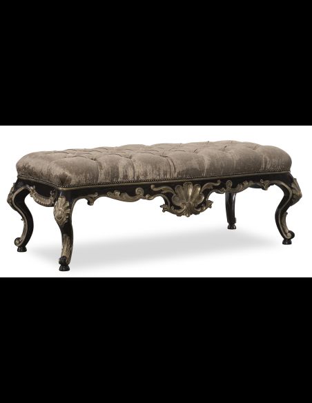 Classic French-style wood carved bench