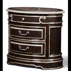 French style wood carved oval nightstand